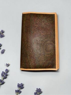 Authentic ETRO Milano Textured Brown Travel Wallet with Tan Trim